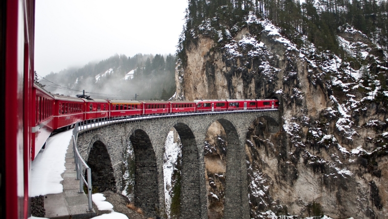 Landwasser Viaduct, Albula Railway, Swiss Train