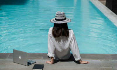 Digital nomad by the pool