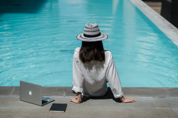 Digital nomad by the pool