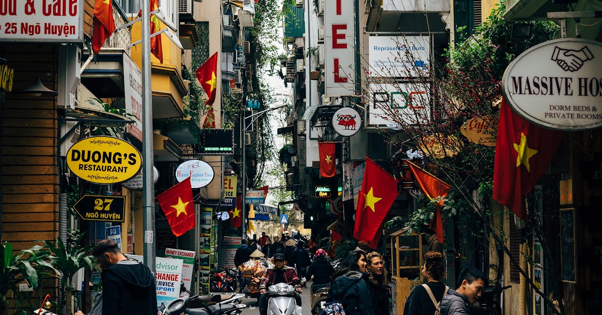 Hanoi hostel signs street