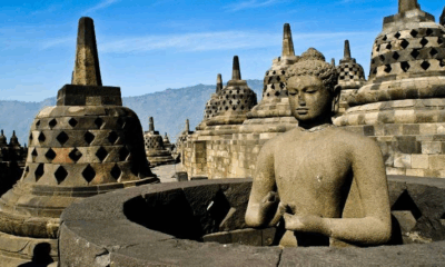 A statue of Buddha at Borobudur Temple.