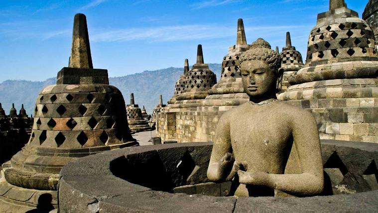A statue of Buddha at Borobudur Temple