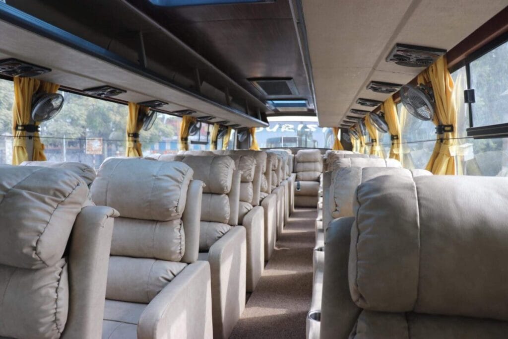 inside a luxury toruist bus nepal